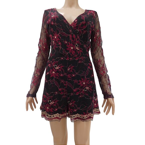 Charlotte Russe Lace Romper L – Goth Glam Cocktail Date Night Mesh - Picture 1 of 10